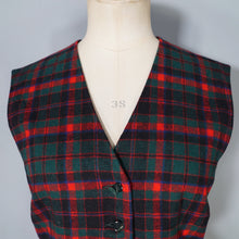 Load image into Gallery viewer, 60s PENDLETON RED GREEN PLAID CHECK FITTED WOOL LADIES WAISTCOAT - M