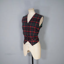 Load image into Gallery viewer, 60s PENDLETON RED GREEN PLAID CHECK FITTED WOOL LADIES WAISTCOAT - M
