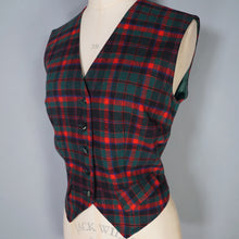 Load image into Gallery viewer, 60s PENDLETON RED GREEN PLAID CHECK FITTED WOOL LADIES WAISTCOAT - M