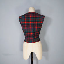 Load image into Gallery viewer, 60s PENDLETON RED GREEN PLAID CHECK FITTED WOOL LADIES WAISTCOAT - M
