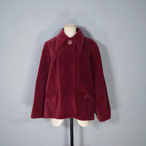 40s RICH WINE COLOURED JUMBO CORD CORDUROY SWING COAT / JACKET - M