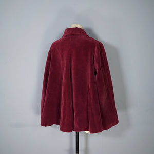 40s RICH WINE COLOURED JUMBO CORD CORDUROY SWING COAT / JACKET - M