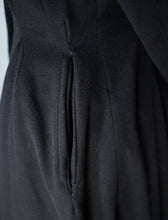 Load image into Gallery viewer, 50s BLACK WOOL FULL SKIRTED PRINCESS COAT WITH FAUX FUR HEM - S-M