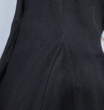 Load image into Gallery viewer, 50s BLACK WOOL FULL SKIRTED PRINCESS COAT WITH FAUX FUR HEM - S-M