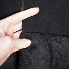 Load image into Gallery viewer, 50s BLACK WOOL FULL SKIRTED PRINCESS COAT WITH FAUX FUR HEM - S-M