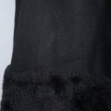 Load image into Gallery viewer, 50s BLACK WOOL FULL SKIRTED PRINCESS COAT WITH FAUX FUR HEM - S-M