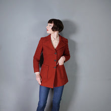 Load image into Gallery viewer, 60s ITALIAN MADE DARK RUSSET RED FITTED WOOL JACKET WITH BIG LAPEL - S-M