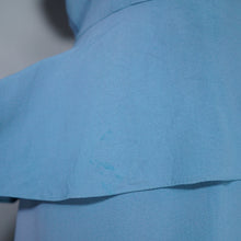 Load image into Gallery viewer, 40s DUBARRY LIGHT BLUE CREPE PEPLUM DRESS WITH SEQUIN AND BEAD BOW EMBELLISHEMENT - S