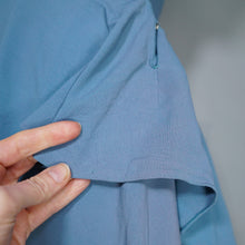 Load image into Gallery viewer, 40s DUBARRY LIGHT BLUE CREPE PEPLUM DRESS WITH SEQUIN AND BEAD BOW EMBELLISHEMENT - S