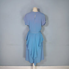 Load image into Gallery viewer, 40s DUBARRY LIGHT BLUE CREPE PEPLUM DRESS WITH SEQUIN AND BEAD BOW EMBELLISHEMENT - S