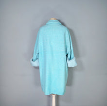 Load image into Gallery viewer, 60s DAPHNE RAVEN PASTEL BLUE COCOON COAT WITH FUR TRIM CUFFS - S-M