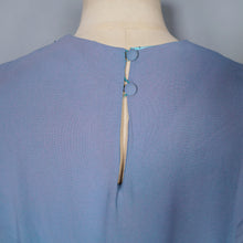 Load image into Gallery viewer, 40s DUBARRY LIGHT BLUE CREPE PEPLUM DRESS WITH SEQUIN AND BEAD BOW EMBELLISHEMENT - S