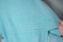 Load image into Gallery viewer, 60s DAPHNE RAVEN PASTEL BLUE COCOON COAT WITH FUR TRIM CUFFS - S-M