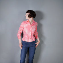 Load image into Gallery viewer, 50s 60s ST MICHAEL BRIGHT PINK STRIPE 3/4 SLEEVE SHIRT - M