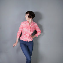 Load image into Gallery viewer, 50s 60s ST MICHAEL BRIGHT PINK STRIPE 3/4 SLEEVE SHIRT - M