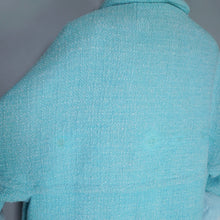Load image into Gallery viewer, 60s DAPHNE RAVEN PASTEL BLUE COCOON COAT WITH FUR TRIM CUFFS - S-M