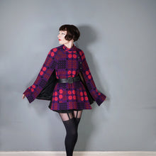 Load image into Gallery viewer, 70s BOLD PURPLE COLOUR WELSH WOOLLENS TAPESTRY CAPE - S-M