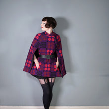 Load image into Gallery viewer, 70s BOLD PURPLE COLOUR WELSH WOOLLENS TAPESTRY CAPE - S-M