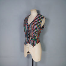 Load image into Gallery viewer, 80s COLOURFUL RAINBOW STRIPE WAISTCOAT - M