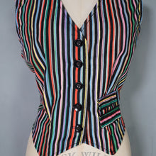 Load image into Gallery viewer, 80s COLOURFUL RAINBOW STRIPE WAISTCOAT - M