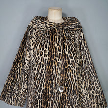 Load image into Gallery viewer, 60s LIGHT VELVET LEOPARD FAUX FUR SWING COAT WITH COWL COLLAR - S-M