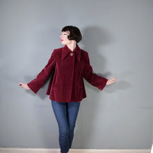 Load image into Gallery viewer, 40s RICH WINE COLOURED JUMBO CORD CORDUROY SWING COAT / JACKET - M