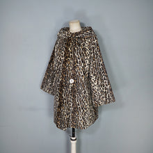 Load image into Gallery viewer, 60s LIGHT VELVET LEOPARD FAUX FUR SWING COAT WITH COWL COLLAR - S-M