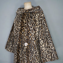 Load image into Gallery viewer, 60s LIGHT VELVET LEOPARD FAUX FUR SWING COAT WITH COWL COLLAR - S-M