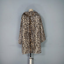 Load image into Gallery viewer, 60s LIGHT VELVET LEOPARD FAUX FUR SWING COAT WITH COWL COLLAR - S-M