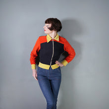 Load image into Gallery viewer, 70s COLOURBLOCK NAVY RED AND YELLOW ZIP TOP - S