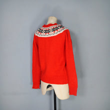 Load image into Gallery viewer, 70s PURE SHETLAND WOOL RED FAIRISLE CHRISTMAS JUMPER - S