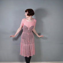 Load image into Gallery viewer, VINTAGE BRIGHT PINK SEE THROUGH CROCHET SUMMER DRESS - M
