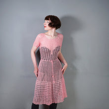 Load image into Gallery viewer, VINTAGE BRIGHT PINK SEE THROUGH CROCHET SUMMER DRESS - M