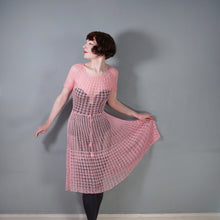 Load image into Gallery viewer, VINTAGE BRIGHT PINK SEE THROUGH CROCHET SUMMER DRESS - M