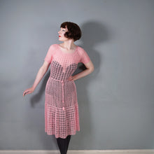 Load image into Gallery viewer, VINTAGE BRIGHT PINK SEE THROUGH CROCHET SUMMER DRESS - M