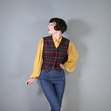 Load image into Gallery viewer, 60s PENDLETON RED GREEN PLAID CHECK FITTED WOOL LADIES WAISTCOAT - M