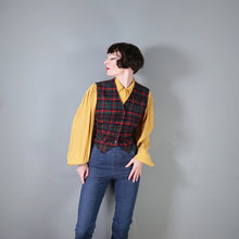Load image into Gallery viewer, 60s PENDLETON RED GREEN PLAID CHECK FITTED WOOL LADIES WAISTCOAT - M