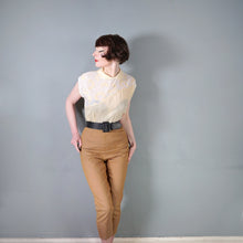 Load image into Gallery viewer, 40s SEMI-SHEER PALE YELLOW AND CREAM TWOTONE BLOUSE - L