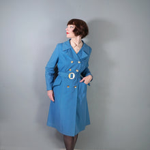 Load image into Gallery viewer, 70s BONNIE MAC LIGHT BLUE BELTED MOD TRENCHCOAT - M-L