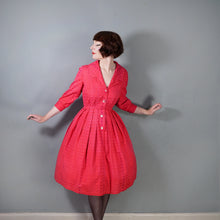 Load image into Gallery viewer, 60s DARK VIVID PINK SLEEVED SHIRTWAIST WITH FULL SKIRT - S