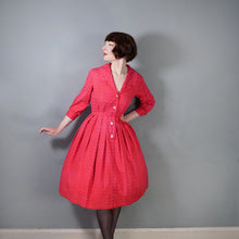 Load image into Gallery viewer, 60s DARK VIVID PINK SLEEVED SHIRTWAIST WITH FULL SKIRT - S