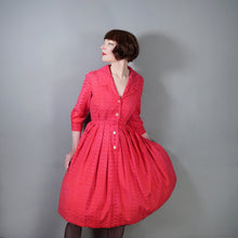 Load image into Gallery viewer, 60s DARK VIVID PINK SLEEVED SHIRTWAIST WITH FULL SKIRT - S