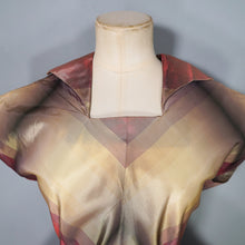 Load image into Gallery viewer, 50s GOLD AND DARK RED SHADOW PLAID / STRIPE FULL SKIRTED TAFFETA DRESS - S-M