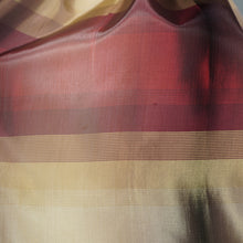Load image into Gallery viewer, 50s GOLD AND DARK RED SHADOW PLAID / STRIPE FULL SKIRTED TAFFETA DRESS - S-M