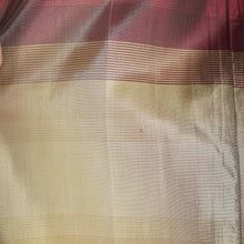 Load image into Gallery viewer, 50s GOLD AND DARK RED SHADOW PLAID / STRIPE FULL SKIRTED TAFFETA DRESS - S-M