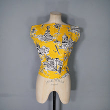 Load image into Gallery viewer, 50s BOLD YELLOW NOVELTY VENICE SCENES TWO PIECE SKIRT AND BLOUSE SET - S