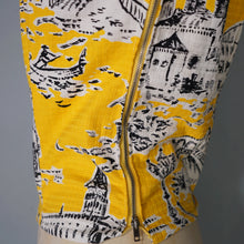 Load image into Gallery viewer, 50s BOLD YELLOW NOVELTY VENICE SCENES TWO PIECE SKIRT AND BLOUSE SET - S