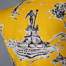 Load image into Gallery viewer, 50s BOLD YELLOW NOVELTY VENICE SCENES TWO PIECE SKIRT AND BLOUSE SET - S
