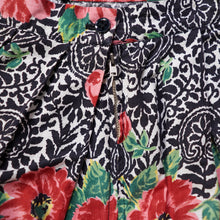 Load image into Gallery viewer, 50s HANDMADE RED FLORAL FULL COTTON SWING SKIRT - 29.5"