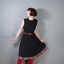 Load image into Gallery viewer, 70s BLACK AND FIREY CHECK DRESS AND JACKET 3 PIECE SET  - M